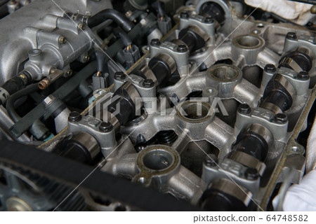 Inside of in-line 4-cylinder twin cam engine Inside of in-line 4-cylinder twin cam engine 64748582