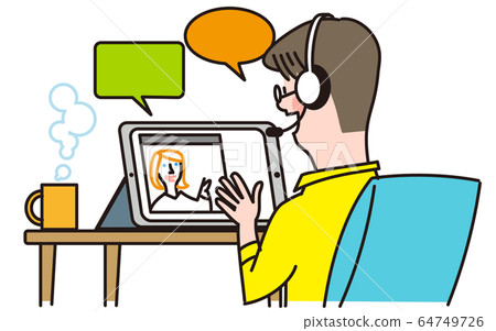 Men learning English online 64749726