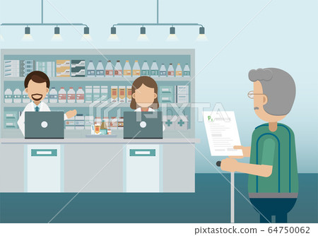 Pharmacy with pharmacist and customer 64750062
