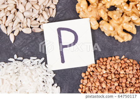 Healthy nutritious food as minerals, vitamin P 64750117