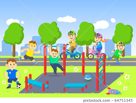 kids exercising cartoon