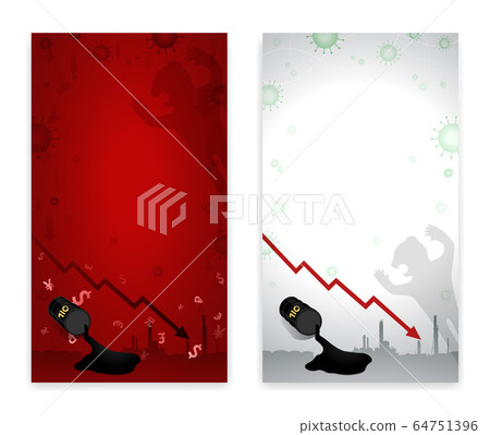 World crisis by corona virus, oil price fall banner with corona virus shape 64751396