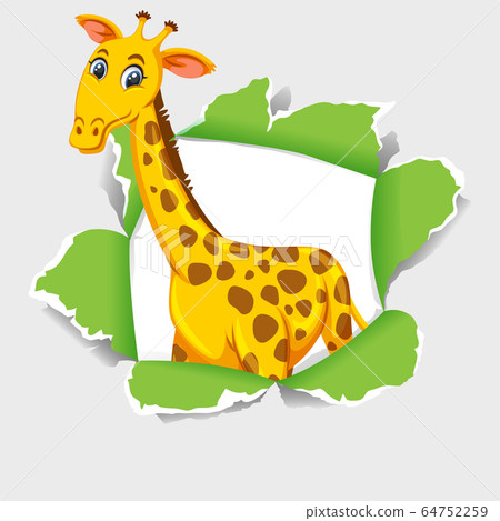 Background template design with wild giraffe-插圖素材 [64752259] - PIXTA圖庫