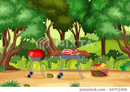 Background scene with BBQ in the park 64752406
