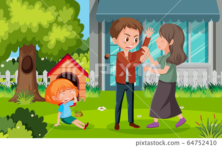 Scene with parents bullying their family at home 64752410