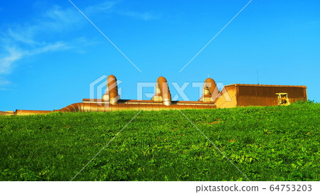Landscape of bank and blue sky and foundry Landscape of bank and blue sky and foundry 64753203