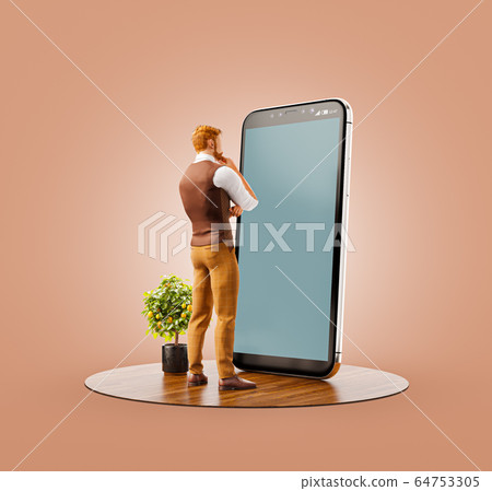 Unusual 3d illustration smart phone application 64753305