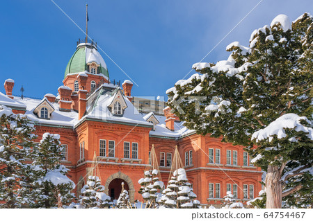 Former Hokkaido Government Office Building on a snowy day 64754467