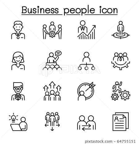 Business people icon set in thin line style - Stock Illustration ...