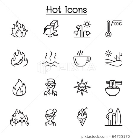 Set of  heat related vector line icons. contains 64755170