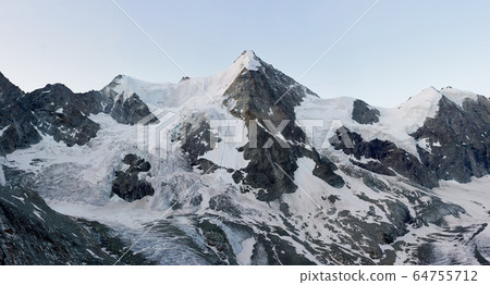 Panorama view of a mountain ridge with Ober Gabelhorn in the middle, Switzerland ALps Panorama view of a mountain ridge with Ober Gabelhorn in the middle, Switzerland ALps 64755712