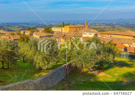 aerial view of San Gimignano, Tuscany, Italy 64756027