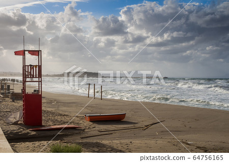 Empty beach in the autumn, Crete, Greece Empty beach in the autumn, Crete, Greece 64756165