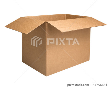 Open corrugated carton box isolated on white background Open corrugated carton box isolated on white background 64756661