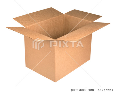 Open kraft carton box isolated on white background 64756664