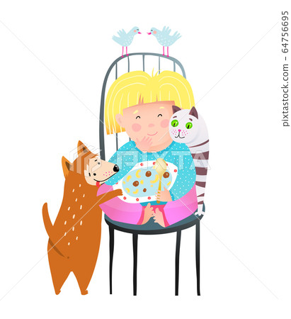Animals lover kids vector cartoon illustration.... - Stock Illustration  [64756695] - PIXTA