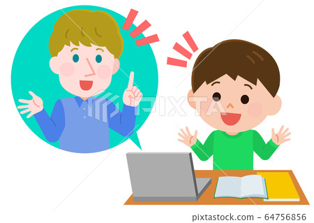Online English conversation boy male teacher illustration 64756856