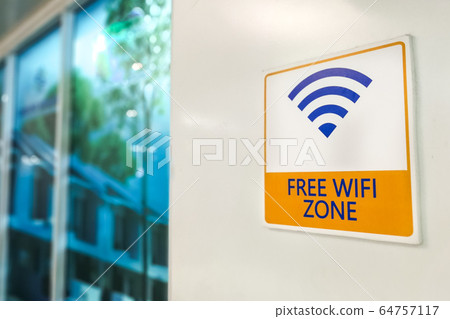 Free Wifi Zone word signage at public area for patron's convenience Free Wifi Zone word signage at public area for patron's convenience 64757117