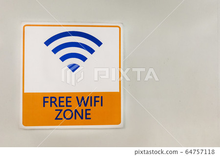 Free Wifi Zone word signage at public  area for 64757118