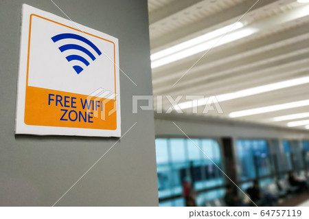 Free Wifi Zone word signage at public area for patron's convenience Free Wifi Zone word signage at public area for patron's convenience 64757119