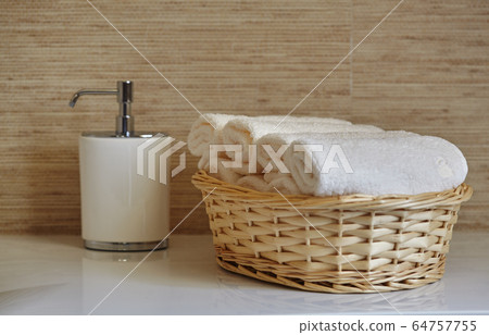 white spa towels in the basket white spa towels in the basket 64757755