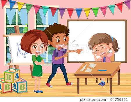 Scene with kid bullying their friend at school 64759331