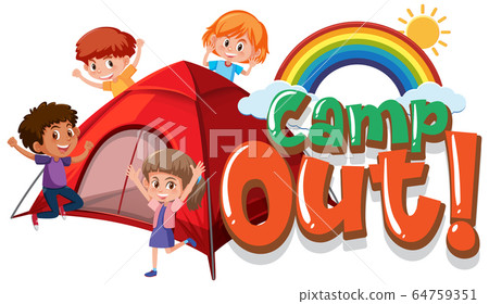 Font design for camp out with tent in the park Font design for camp out with tent in the park 64759351