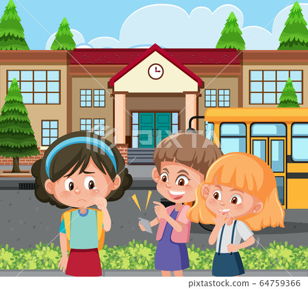 Scene with kid bullying their friend at school 64759366