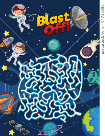 Game template with astronauts flying in the space Game template with astronauts flying in the space 64759386