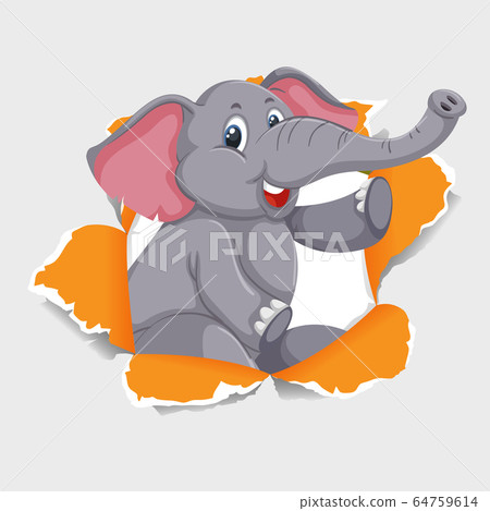Background template design with wild elephant - Stock Illustration ...