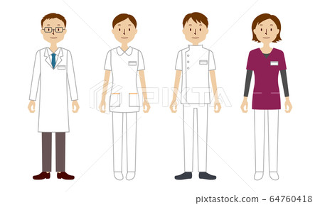Illustration set of medical workers (doctors, nurses, physiotherapists, radiologists) Illustration set of medical workers (doctors, nurses, physiotherapists, radiologists) 64760418