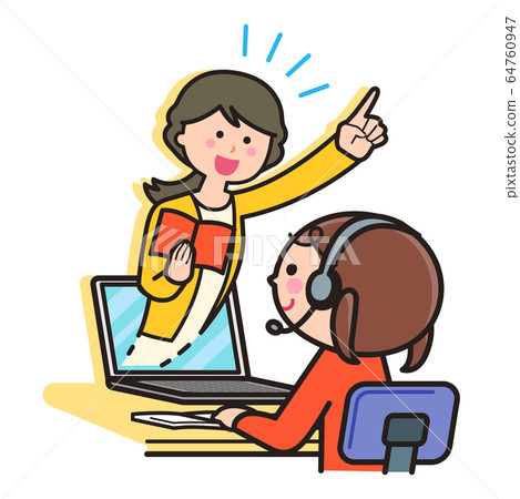 Girls taking online lessons / PCs / PCs 64760947