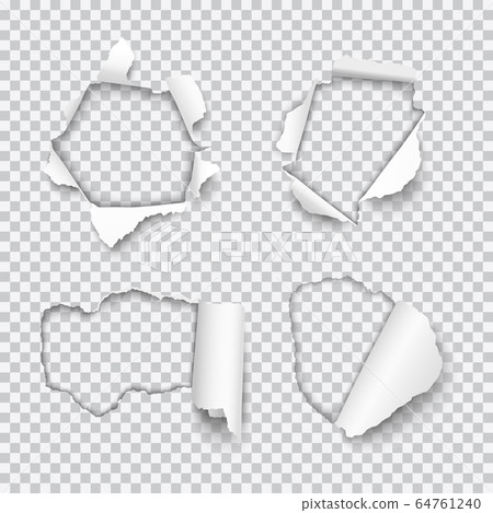 set of various holes torn in paper with