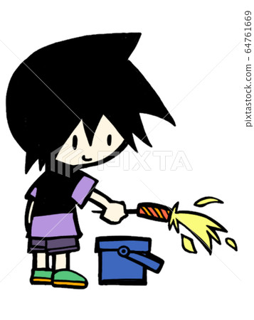 Boy making fireworks Boy making fireworks 64761669