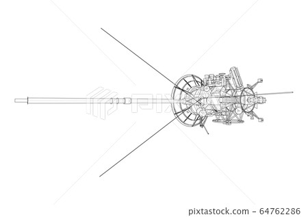 Communication satellite concept outline. Vector 64762286