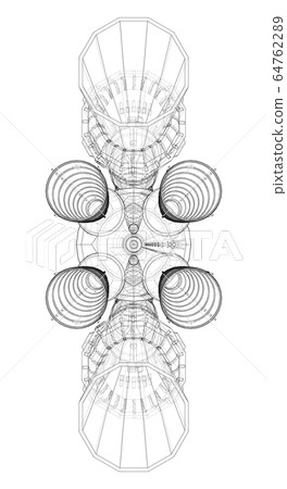Space rocket concept outline. Vector 64762289