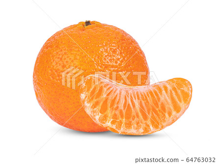 Mandarin, tangerine citrus fruit isolated on white background. full depth of field Mandarin, tangerine citrus fruit isolated on white background. full depth of field 64763032