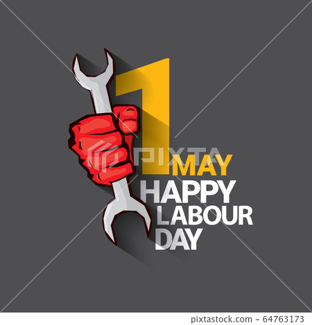 1 may Happy labour day vector label with strong protest fist isolated on grey background with rays. vector happy labor day background or banner with man hand. workers may day poster 1 may Happy labour day vector label with strong protest fist isolated on grey background with rays. vector happy labor day background or banner with man hand. workers may day poster 64763173