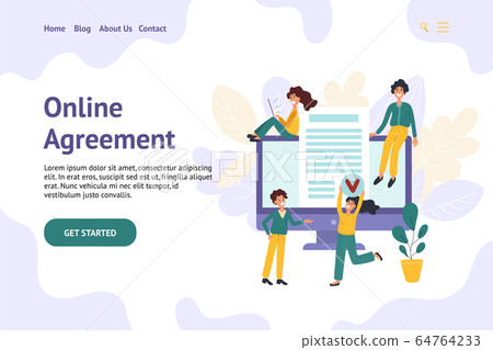 Digital contract banner for website with trendy people 64764233