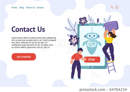 Chatbot header template for website. Contact us banner concept 64764234