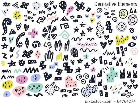Abstract fillers and decorative isolated elements collection. Scandinavian style graphic set 64764274