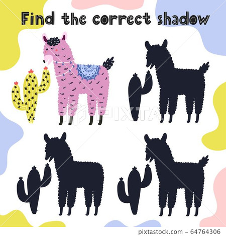 Find the correct shadow game for kids with a cute llama 64764306