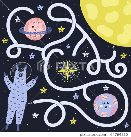 Help the llama astronaut find way to the Moon Help the llama astronaut find way to the Moon 64764310