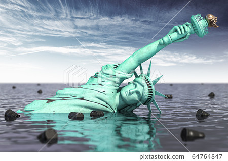 Oil industry crissi in USA. Statue of Liberty in 64764847