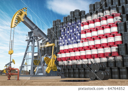 Oil production and extraction in USA. Oil pump 64764852