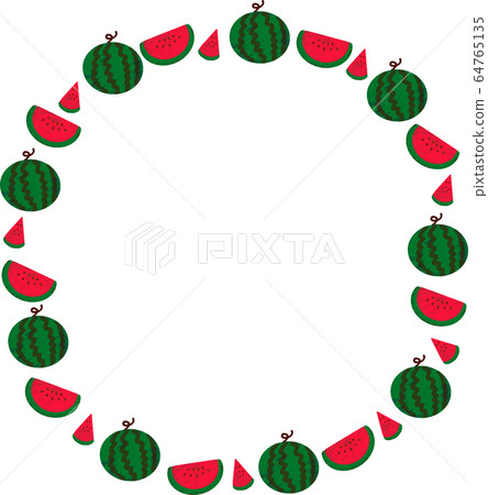 Crayon style watermelon round frame - Stock Illustration [64765135] - PIXTA