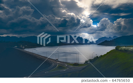 landscape at Rajjaprabha Dam of Surat Thani, 64765650