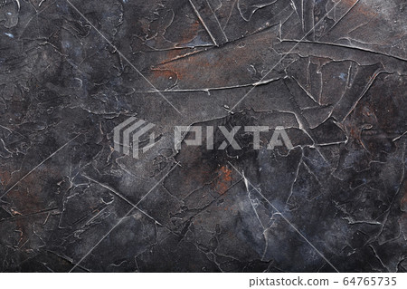 Dark grey textured stone wall background. Full 64765735
