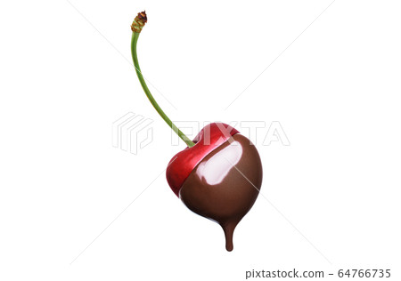 One fondue cherry in hot dark chocolate One fondue cherry in hot dark chocolate 64766735