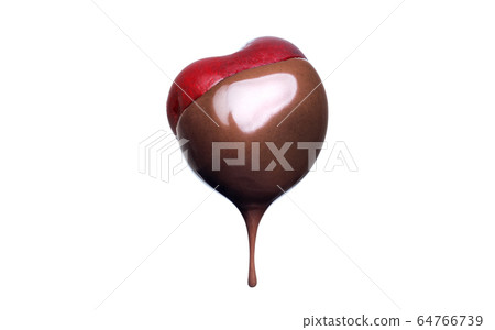 One fondue cherry in hot dark chocolate 64766739